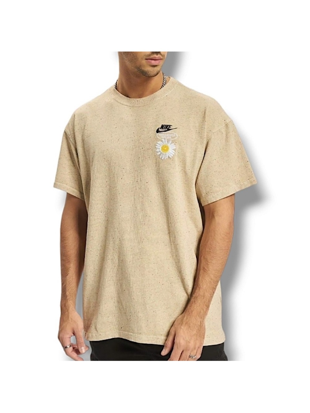 Nike Tan Loose Knit Retro Daisy Printing "Have A Nike Day" T-shirt